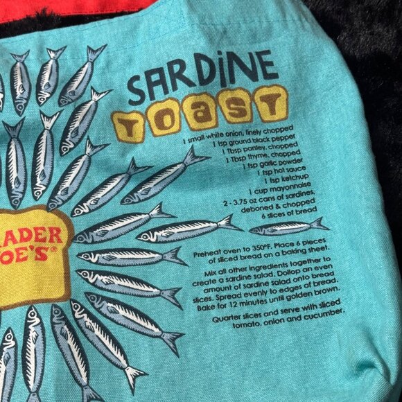 Trader Joes Sardines In Olive Oil Themed Reusable Tote Bag With Recipe Print - Picture 4 of 9